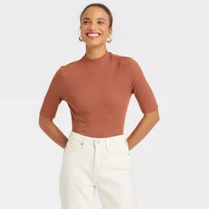 À New Day Elbow Sleeve Mock Turtleneck T-shirt | Like New